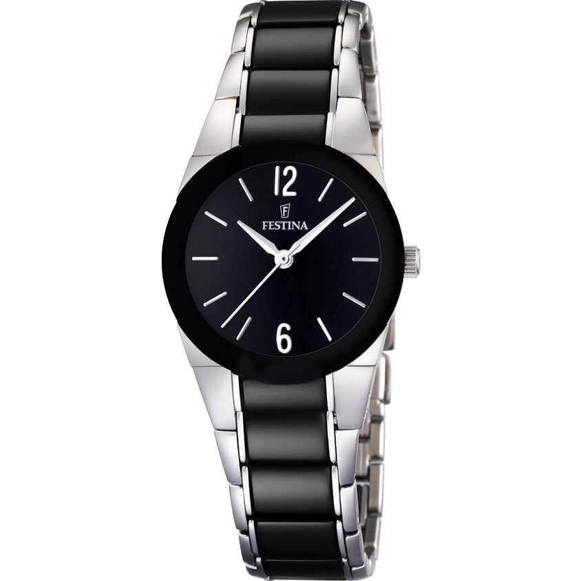Orologio Festina F16534/2 Donna – Bracciale In Ceramica Nera, Cassa Acciaio 30mm, Quarzo, Impermeabile 30m