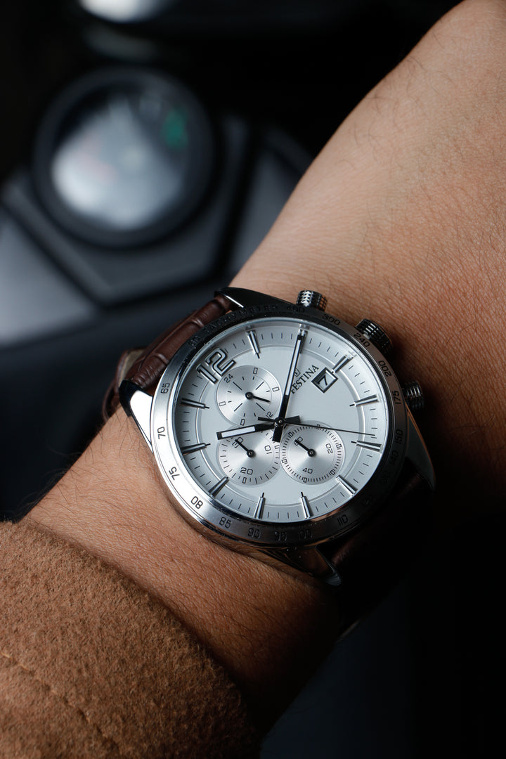 RELOJ EN CUERO PARA HOMBRE FESTINA TIMELESS CHRONO F16760/1 - MARRÓN