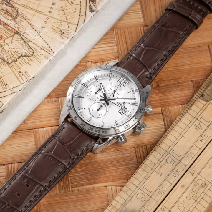RELOJ EN CUERO PARA HOMBRE FESTINA TIMELESS CHRONO F16760/1 - MARRÓN