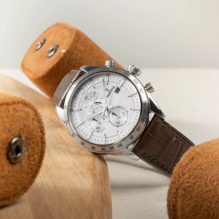 RELOJ EN CUERO PARA HOMBRE FESTINA TIMELESS CHRONO F16760/1 - MARRÓN