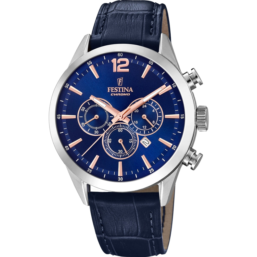 RELOJ EN CUERO PARA HOMBRE FESTINA TIMELESS CHRONO F20542/4 - AZUL