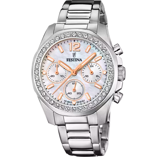 RELOJ ELEGANTE PARA MUJER FESTINA RAINBOW F20606/1- PLATEADO